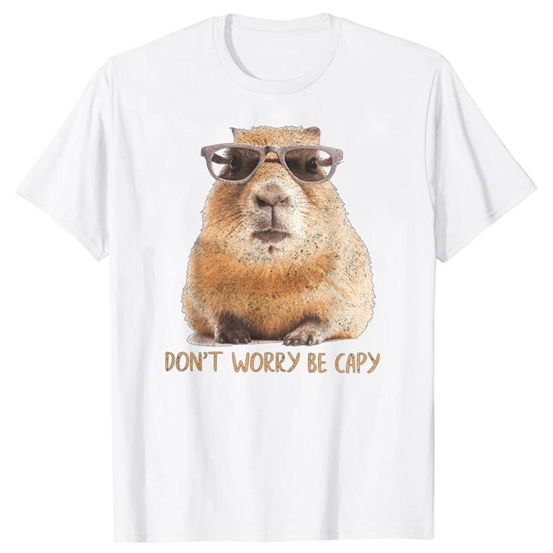 ETST 006 3D Grappig Dier Capybara Bedrukt T-shirt Voor Mannen Kindermode Streetwear Capybara Liefhebbers Korte Mouwen Harajuku Kleding T-shirts Top M
