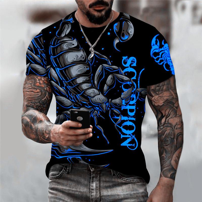 WowClassic Scorpioen Grafische Heren Trend T-shirts Korte Mouw O-Hals Street 3D Dierenprint Mannelijk T-shirt Grote Maat Zomer Casual Tops L