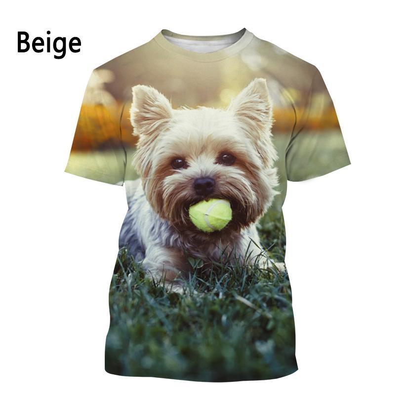 Huiteng Yorkshire Terrier Hond 3D T-shirt Heren- en Damesmode T-shirt Zomer Casual Korte Mouw Ronde Hals Huisdier Hond Shirt Top 4XL
