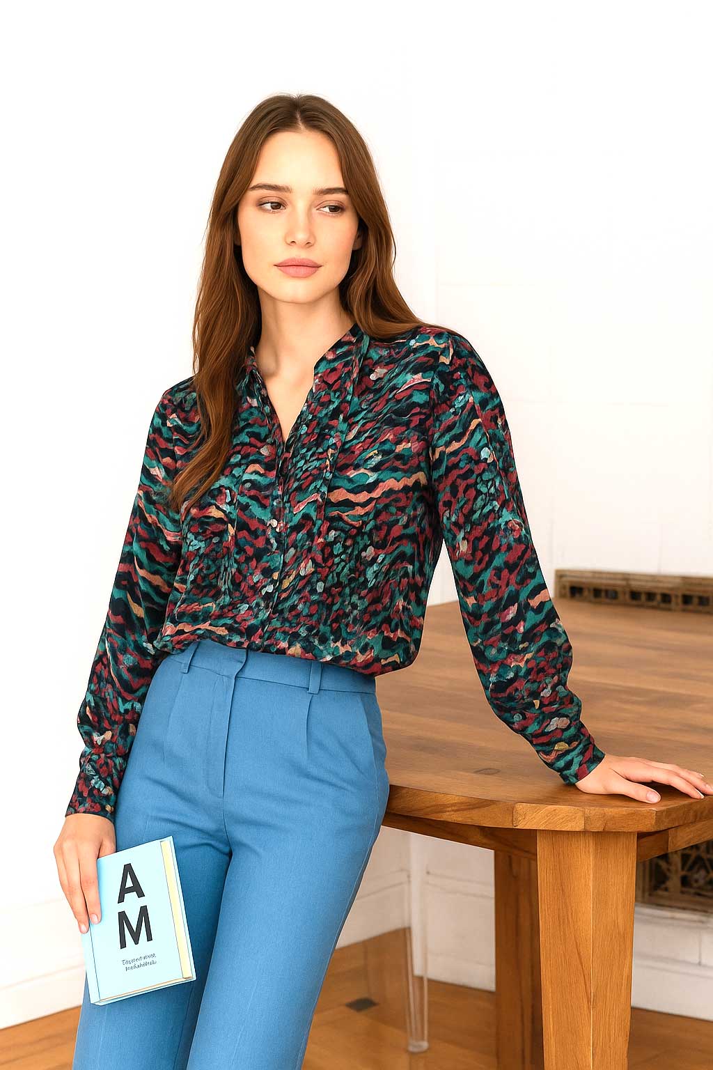 WiDDA Damen vegan Bluse Banda Graphic Print Mehrfarbig