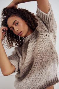 Noella Leana Knit Top Beige Sand Combo