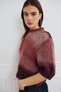 Noella Leana Knit Top Brown Red Combo