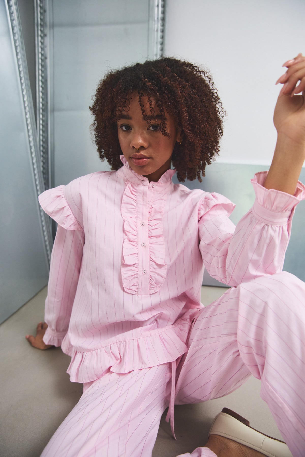 Noella Sally Blouse Light Pink Stripe