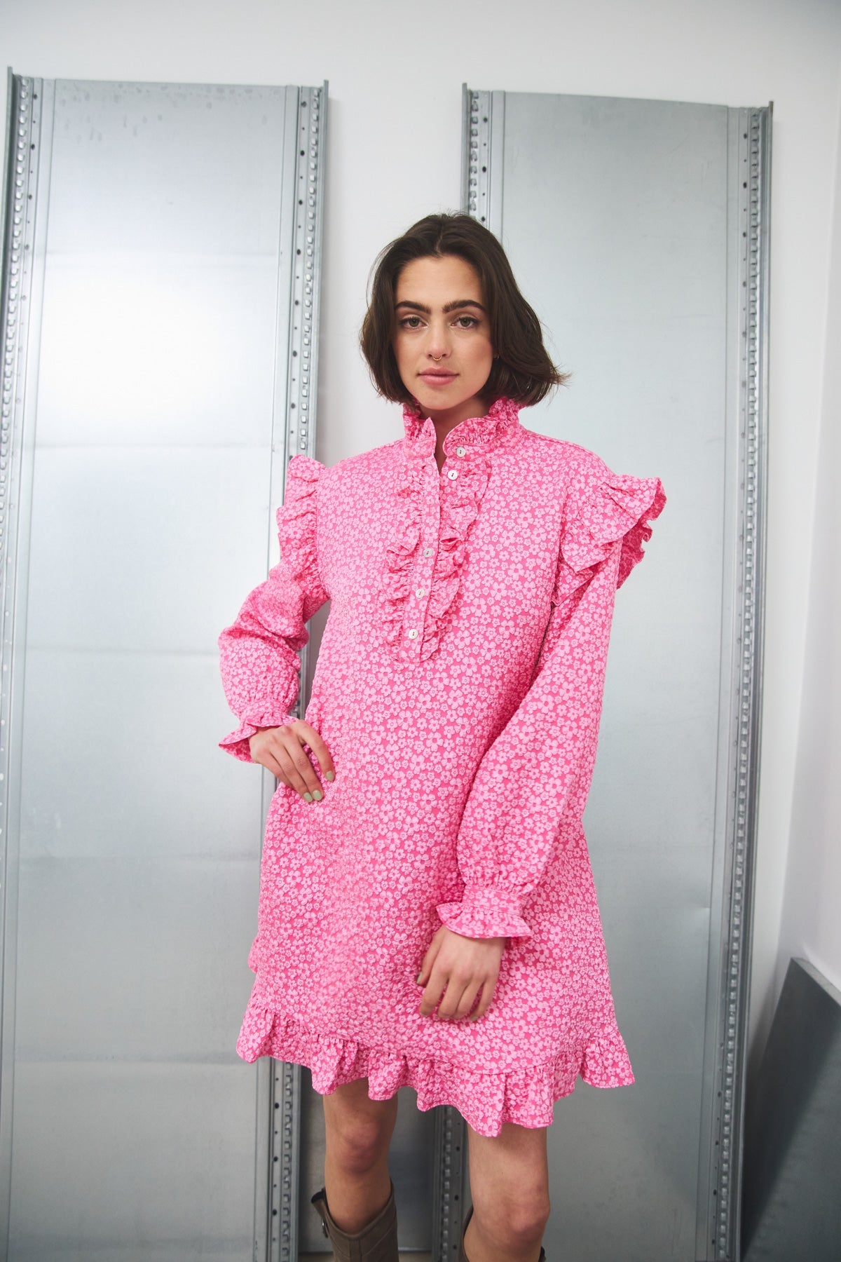 Noella Reno Ruby Ruffle Dress Bright Pink