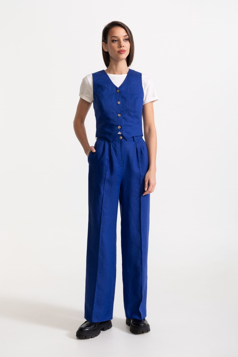 De IONESCU Damen vegan Set Figa Leinen KÃ¶nigsblau