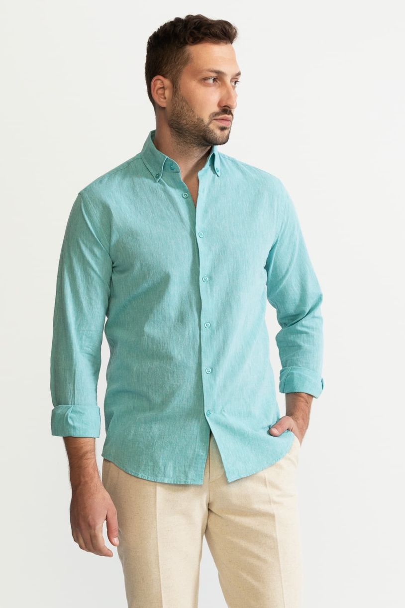 De IONESCU Herren vegan Shirt Godeanu Aqua