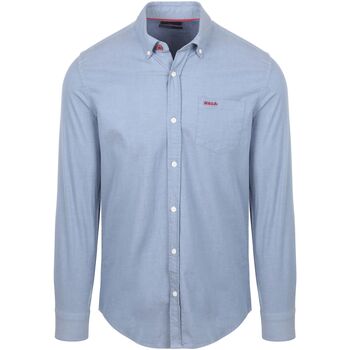 New zealand auckland Overhemd Lange Mouw  NZA Shirt James Twill Melange Blauw