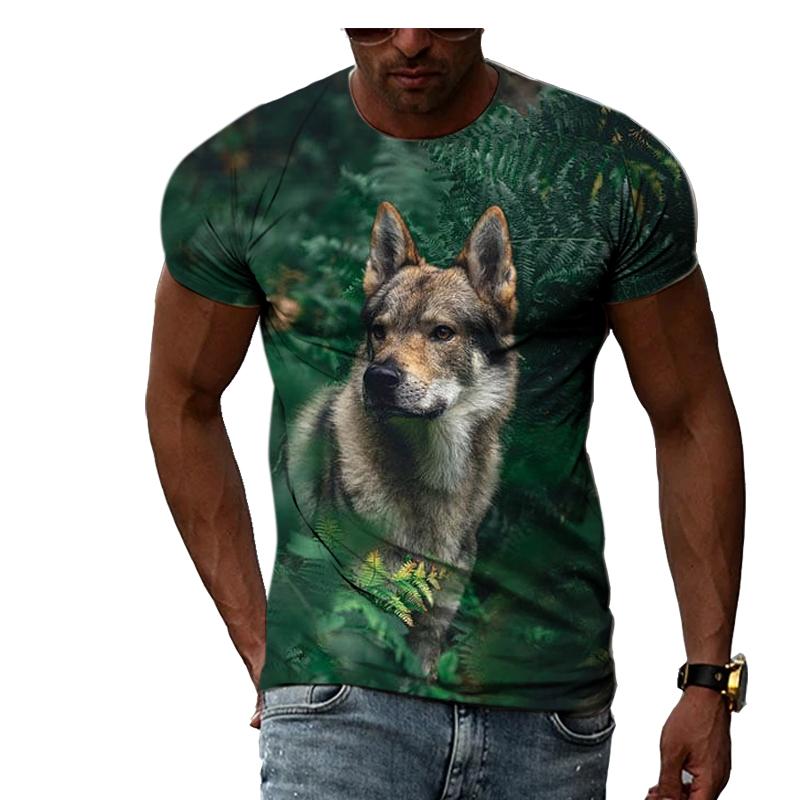 HerSight Lente Zomer Tops Mannen Plus Size Kleding Dier 3D Print T-shirt Paar Wolf Patroon Tees O Hals Korte mouw Top Ademende Man Shirts M