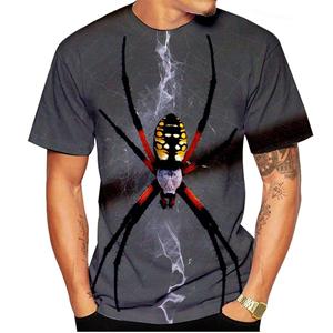 WowClassic Spider Dieren Serie Heren Top Zomer Korte Mouw T-shirt 3D Geprint T-shirt Heren T-shirts Casual Outfit M grijs