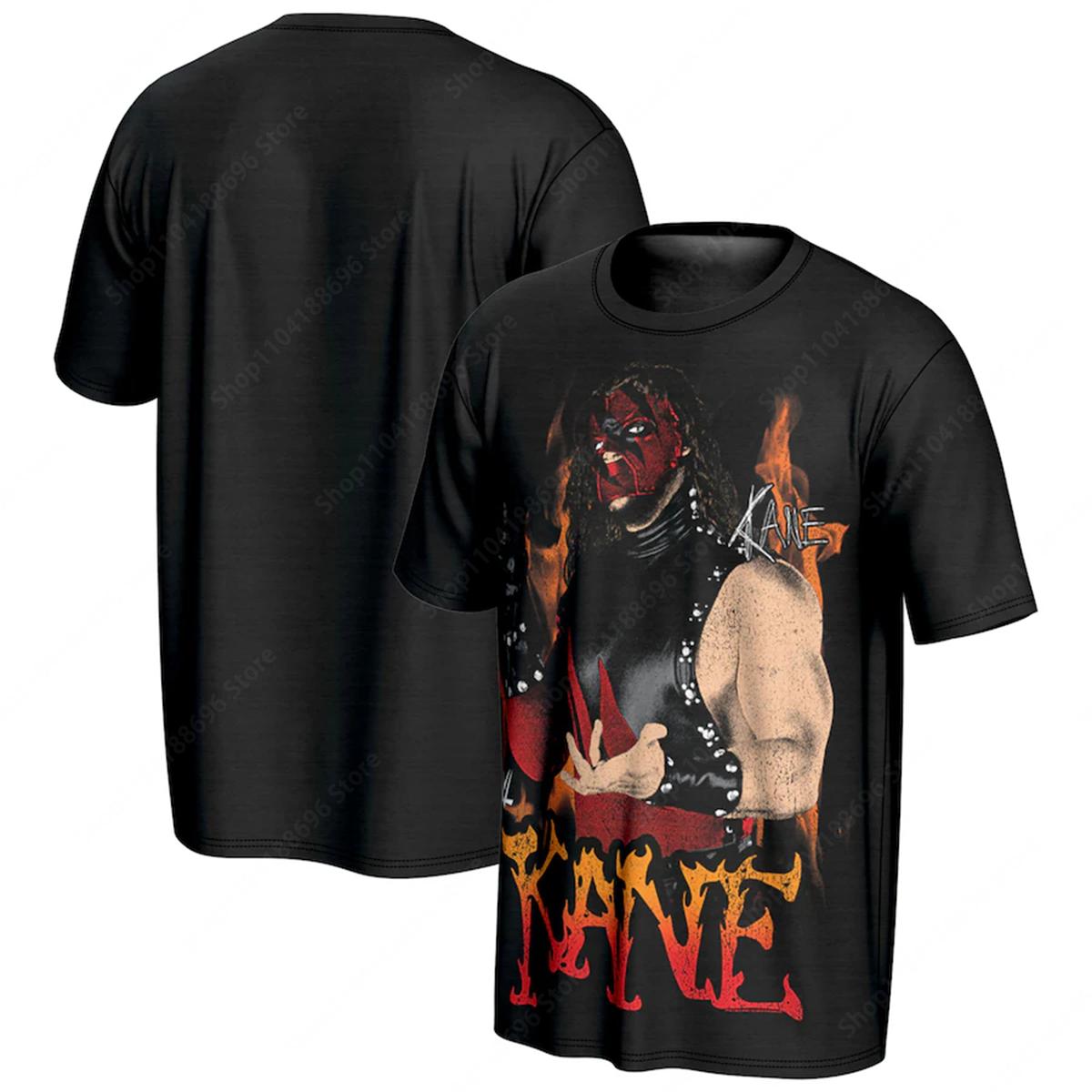 ETST0013 Kane ProSphere Big Red Machine WWE T-shirt - Zwarte Sportkleding voor Mannen en Vrouwen Retro Stijl Mode L