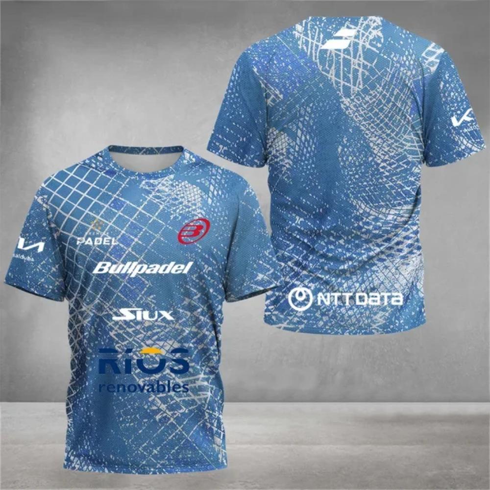 ETST35 Padel tennis fan ademend snel drogend T-shirt, heren tennis training top, 3D geprinte zomer kleding met korte mouwen, rond XL