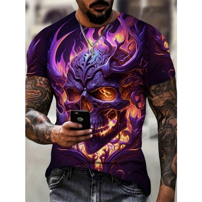 Zengyanqin02 Mode Mannen Schedel Grafische 3D Gedrukt T-shirt Korte Mouwen T-shirt Voor Mannen Dagelijkse Streetwear Tees Tops Ronde Hals casual T-shirt XXL