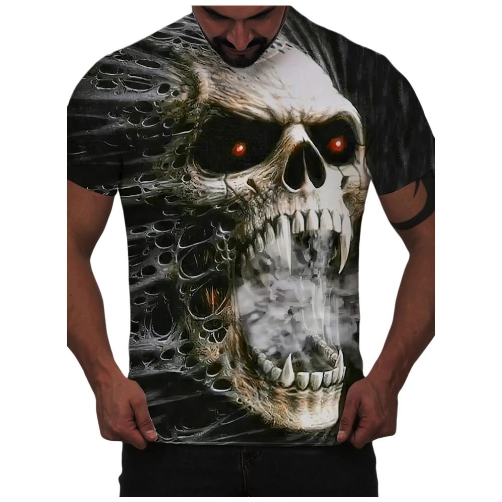 Zengyanqin02 Mode Mannen Schedel Grafische 3D Gedrukt T-shirt Korte Mouwen T-shirt Voor Mannen Dagelijkse Streetwear Tees Tops Ronde Hals casual T-shirt XXL