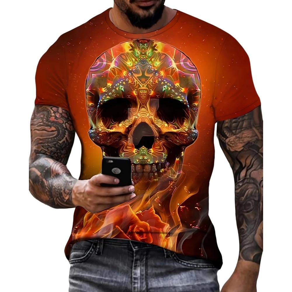 Zengyanqin02 Mode Mannen Schedel Grafische 3D Gedrukt T-shirt Korte Mouwen T-shirt Voor Mannen Dagelijkse Streetwear Tees Tops Ronde Hals casual T-shirt L