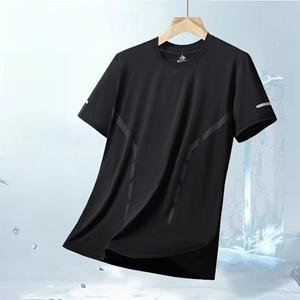 Yoghurt Heren Losvallend T-shirt van IJszijde met Ronde Hals en Korte Mouwen - Casual en Sportieve Dagelijkse Kleding 3XL zwart