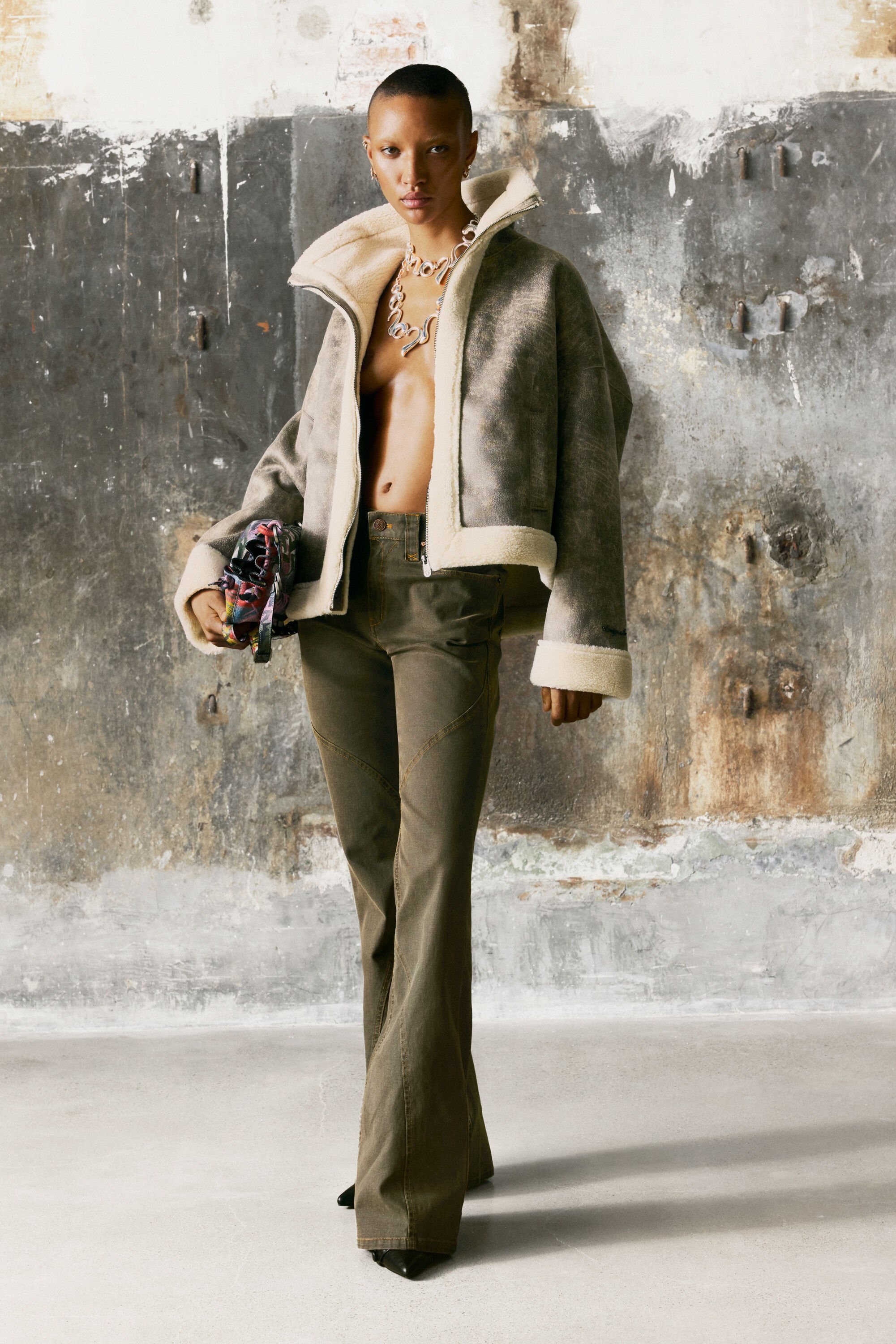 Desigual UITLOPENDE LANGE BROEK - BROWN