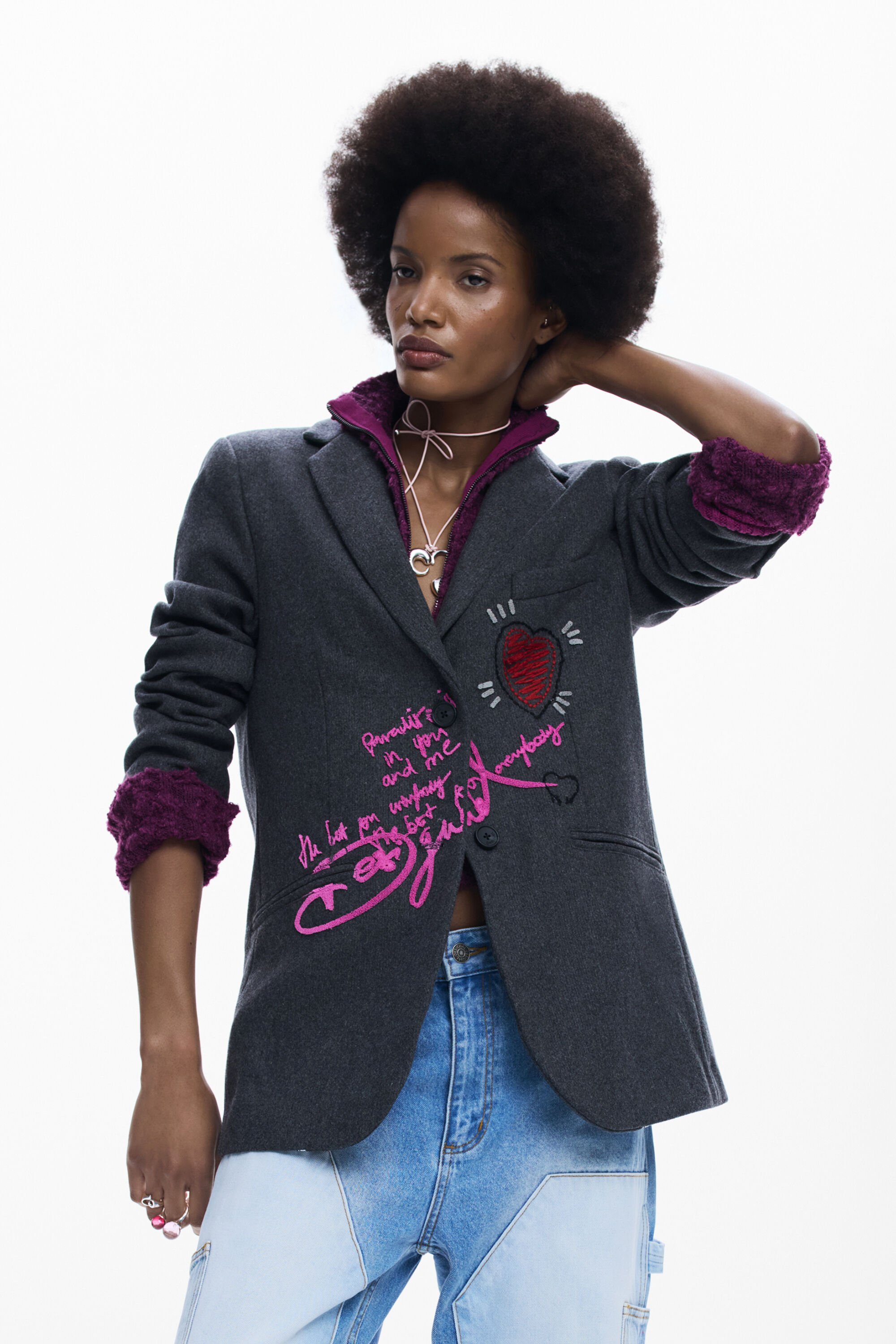 Desigual GECombineerde blazer met capuchon - BLACK