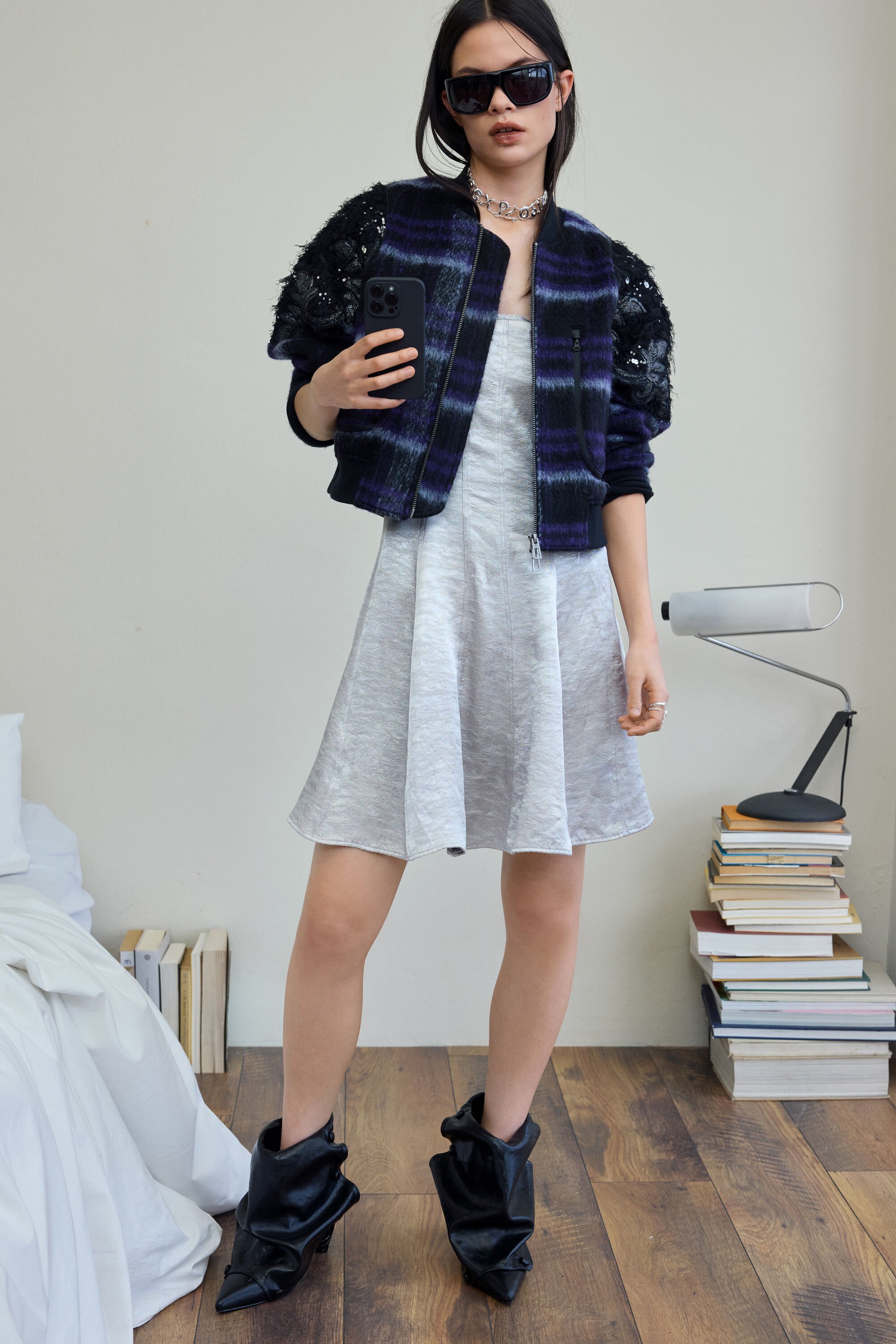 Desigual Geborduurde geruite bomberjack - RED