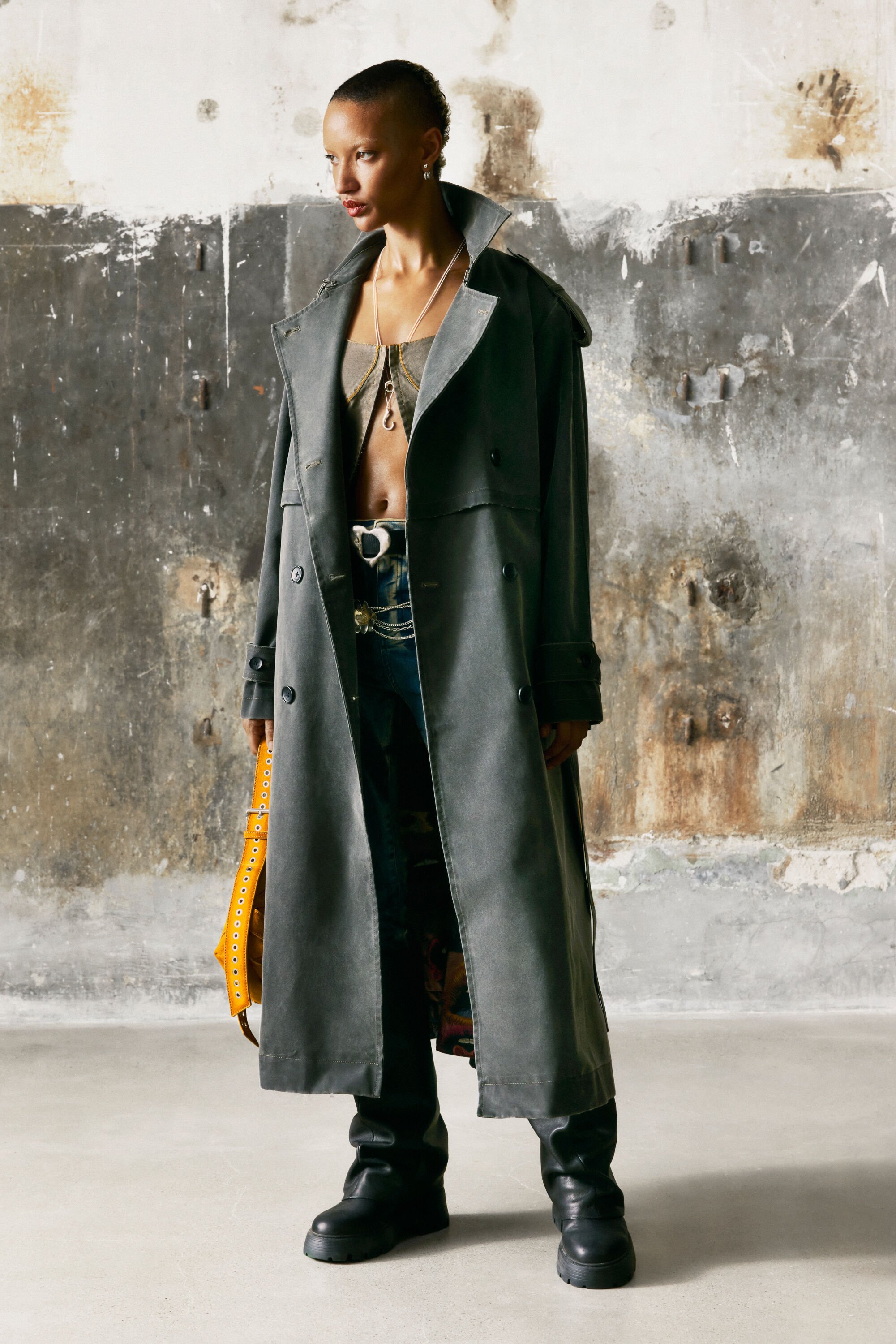 Desigual TRENCHCOAT MET LEDEREFFECT - BLACK