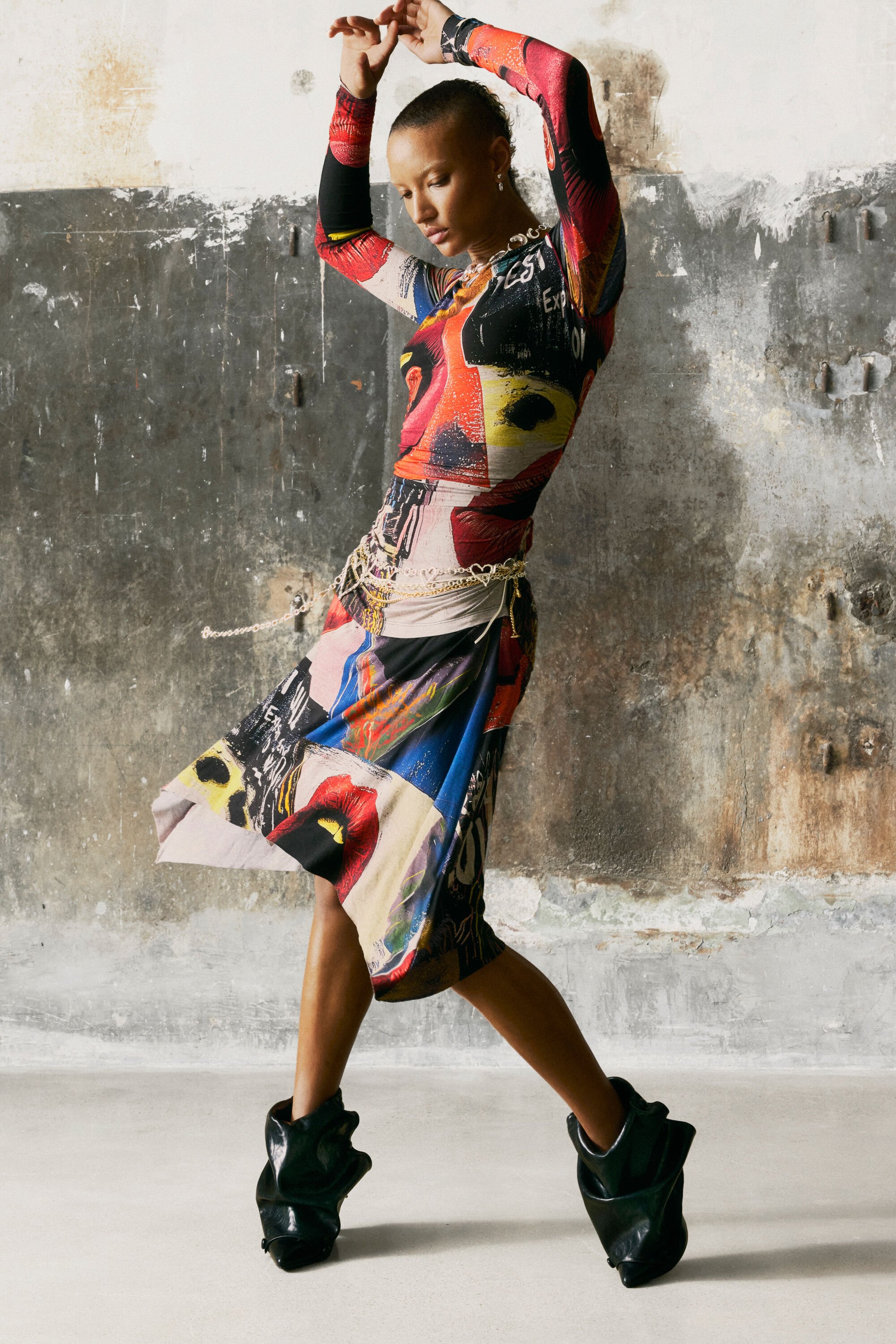 Desigual JURK MET MONDPATROON - BLACK