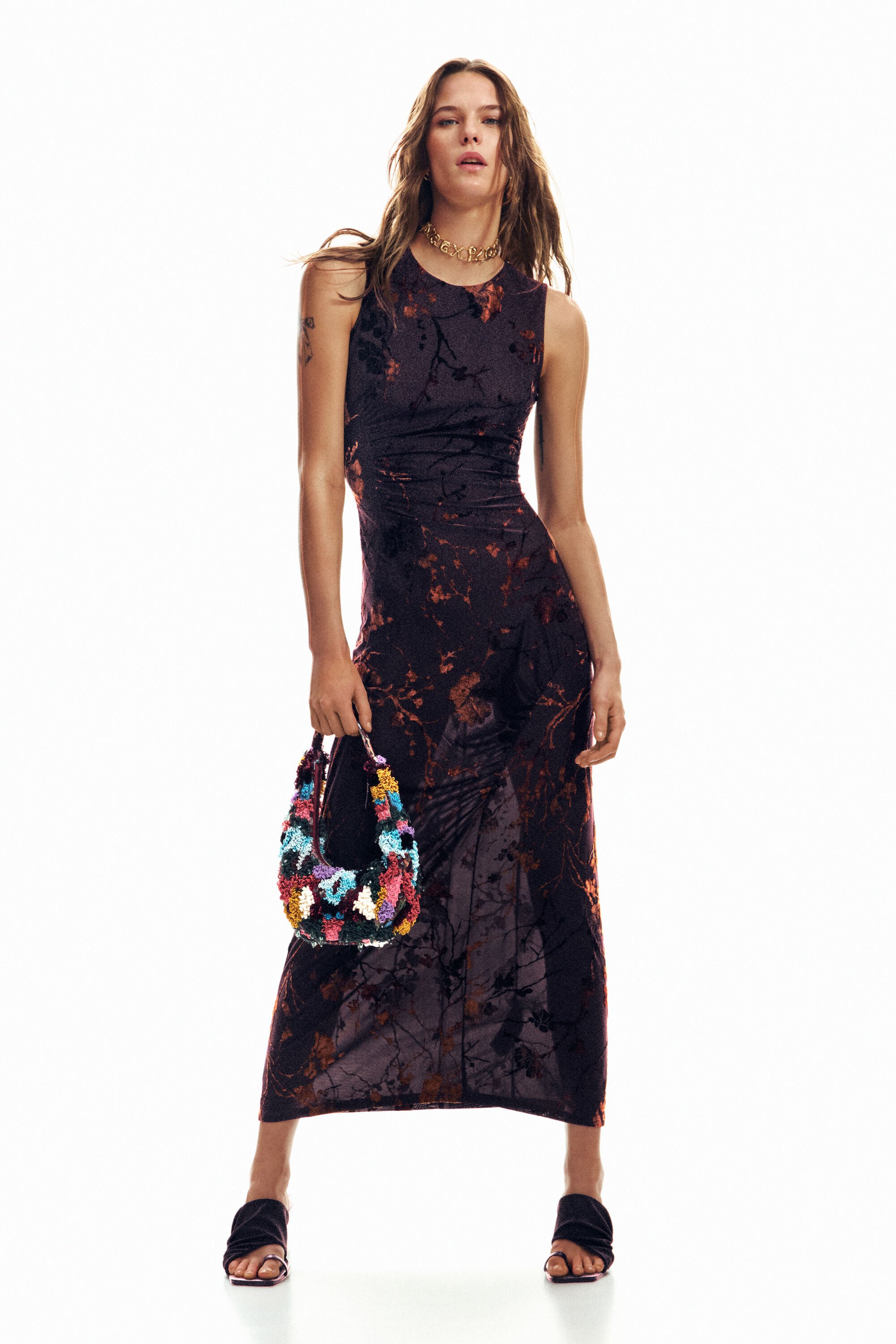 Desigual Oosters midijurk - BROWN