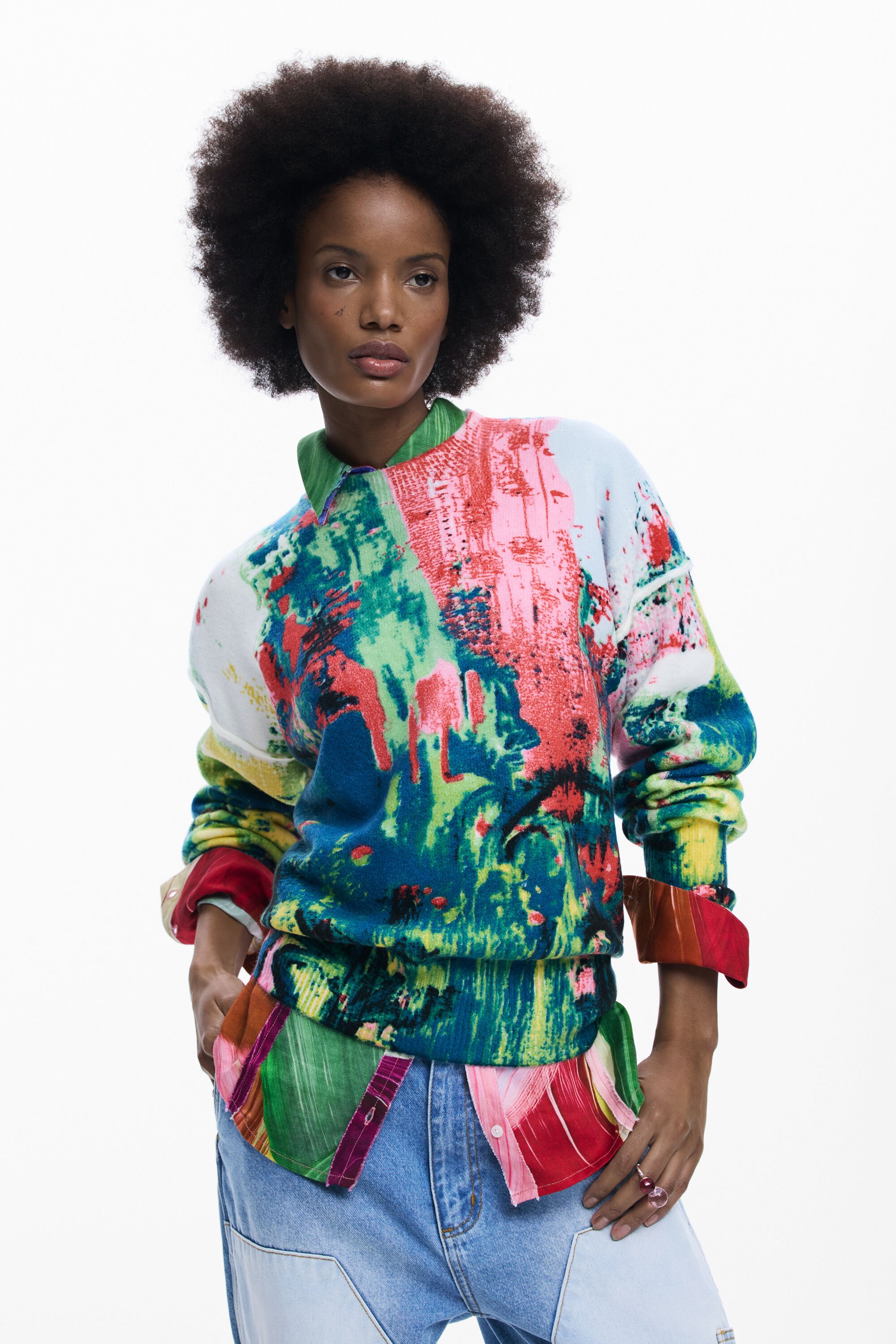 Desigual Arty bedrukte trui - GREEN