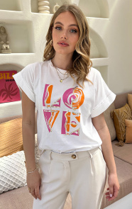 Jurkjes Love Print T-Shirt Marly Ecru