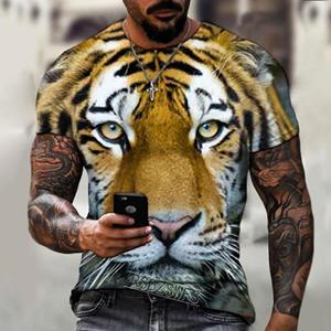 Xin nan zhuang Mode Fierce Tiger Animal 3D Gedrukt mannen T-shirts Zomer Ronde Hals Grote Maat Korte Mouw Oversized T-shirts Tops tees XXXL