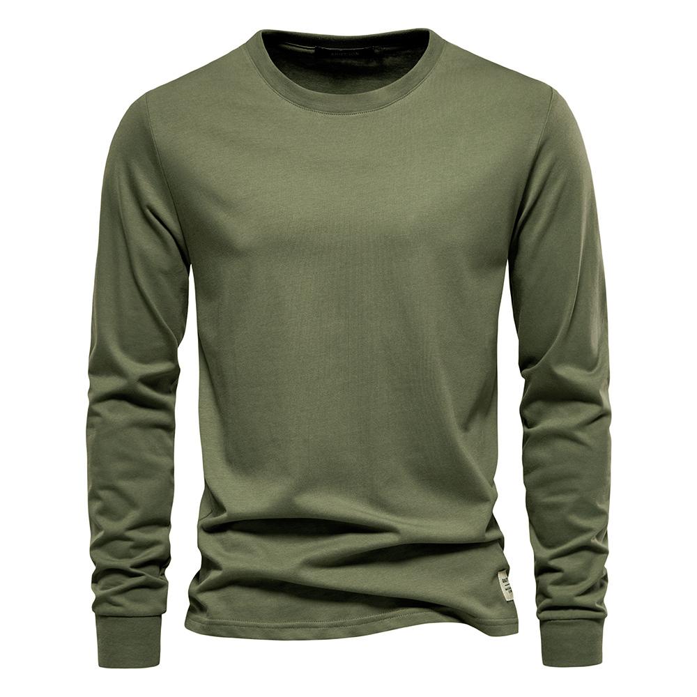 AIOPESON Men Fashion AIOPESON Effen Kleur Katoenen T-shirt Mannen Casual O-hals Lange Mouwen Heren T-shirts Nieuwe Herfst Hoge Kwaliteit Kleurrijke T-shirt voor Mannen L 70-80 kg