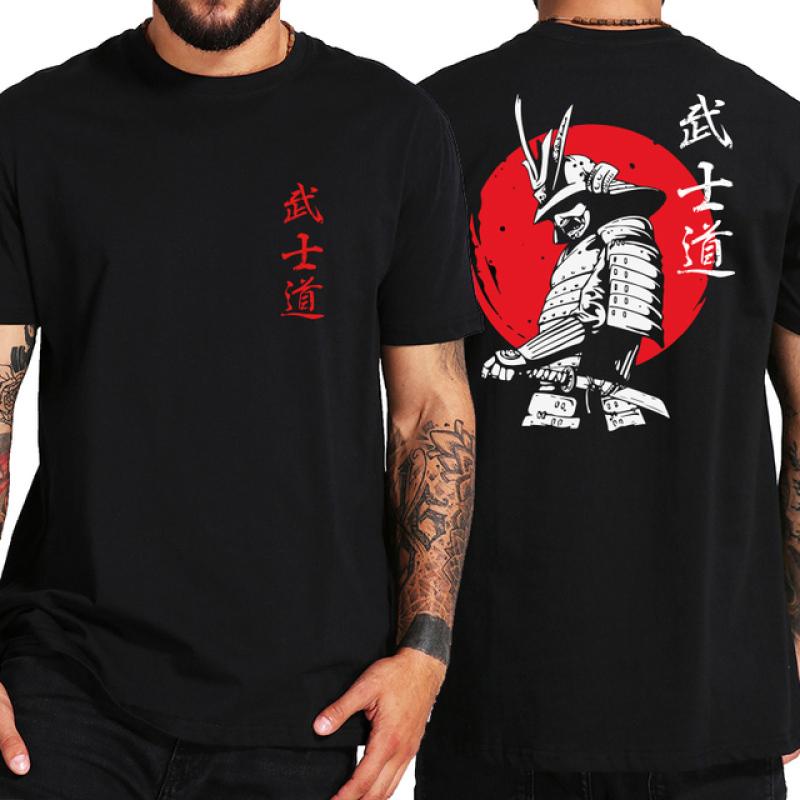 Nihao Japan Samurai Geest T-shirts Japanse Stijl Terug Print EU Size 100% Katoen Tops T-shirt Bushido Mannelijke Geschenken Tee M