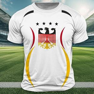 Wendy 3 Duitsland Nationale Vlag Print T-shirt Voor Heren Outdoor Jersey Sport Tops Casual O-hals Losse Korte Mouw Zomer Deutschland Tees 2XL