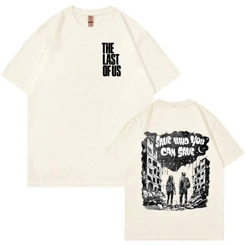 The best product for you The Last of Us Red Wie Je Kunt Redden Grafisch T-shirt Heren Dames Vintage Mode Oversized T-shirt Casual 100% Katoen Tops T-shirts M beige