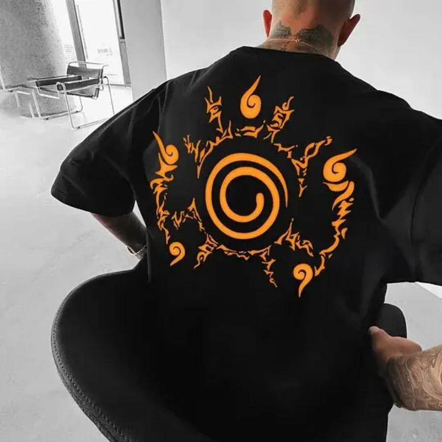 Kukebang Naruto Anime Perifeer Heren 3D Print T-shirt Korte Mouw Ademend Goed Comfortabel Mode Casual Top M