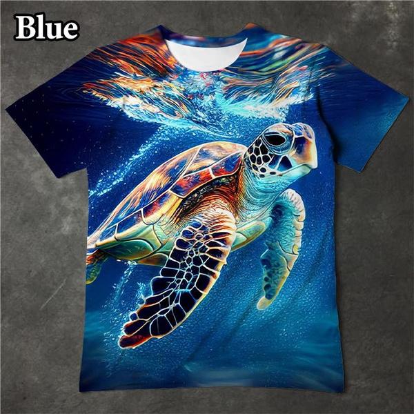 WowClassic Onderwaterwereld Schattige Zeeschildpad 3D-print Dieren T-shirts Hip-hop Harajuku Mode Heren T-shirts 3XL