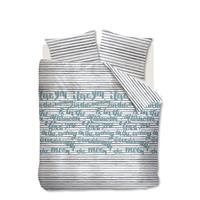 AMBIANTE dekbedovertrek Striped Words - blauw - 140x200/220