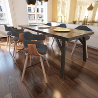 VidaXL Eetkamerstoel gebogen hout met stoffen bekleding 6 st