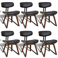 VidaXL Eetkamerstoelen 6 st gebogen hout en kunstleer