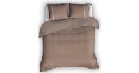 Romanette Flanellen Dekbedovertrek Duchesse Taupe/Wit-140 x 200/220 cm