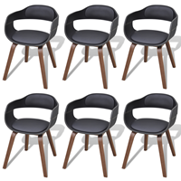 VidaXL Eetkamerstoelen met gebogen houten poten en kunstleer 6 st