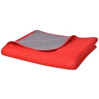 vidaxl Dubbelzijdige quilt bedsprei rood en grijs 230x260 cm