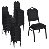 VidaXL Eetkamerstoelen gestoffeerd stapelbaar stof zwart 30 st