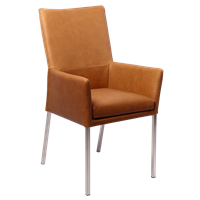 Gijs Meubels Leren eetkamerstoel royal, cognac leer, cognac keukenstoelen