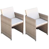 VidaXL Tuinstoelen 52x56x85 cm poly rattan grijs/beige 2 st