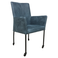 Gijs Meubels Leren eetkamerstoel comfort, blauw leer, blauwe keukenstoelen