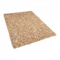 Beliani MUT Vloerkleed Beige Leer 80 x 150 cm