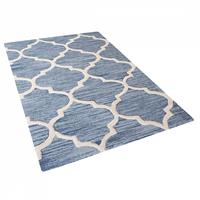 Beliani YALOVA Vloerkleed Blauw Wol 80 x 150 cm