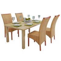 VidaXL Eetkamerstoelen 4 stuks rattan bruin