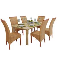 vidaxl Eetkamerstoelen 6 st natuurlijk rattan bruin