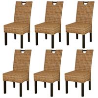 vidaxl Eetkamerstoel 6 st kubu rattan mangohout