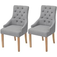 VidaXL Eetkamerstoelen 2 stuks eikenhout en stof lichtgrijs